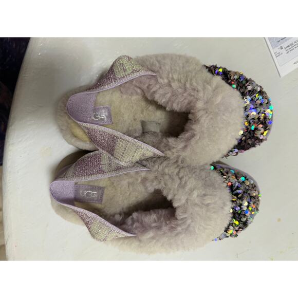 Ugg Funkette chunky sequin platform slippers sz 10 holiday festive sparkly sexy - Picture 10 of 16
